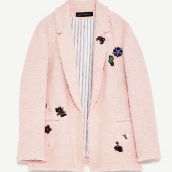 zara pink tweed blazer